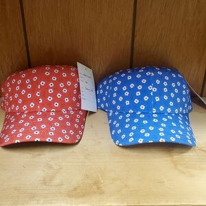 Red and Blue Floral Caps